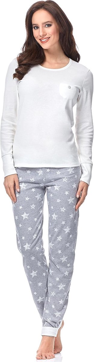 Fashion Damespyjama met Sterrenprint | Zachte Set van Katoen met Lange Mouwen en Broek | Comfortabele Nachtlook voor Thuisgebruik of Slapen in de Winter S-XXL