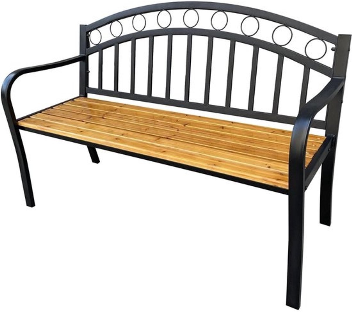Arum Tuinbank - Houten Bank Buiten - Ontspannen in de tuin - Gelakt hout en staal - 127 cm breed