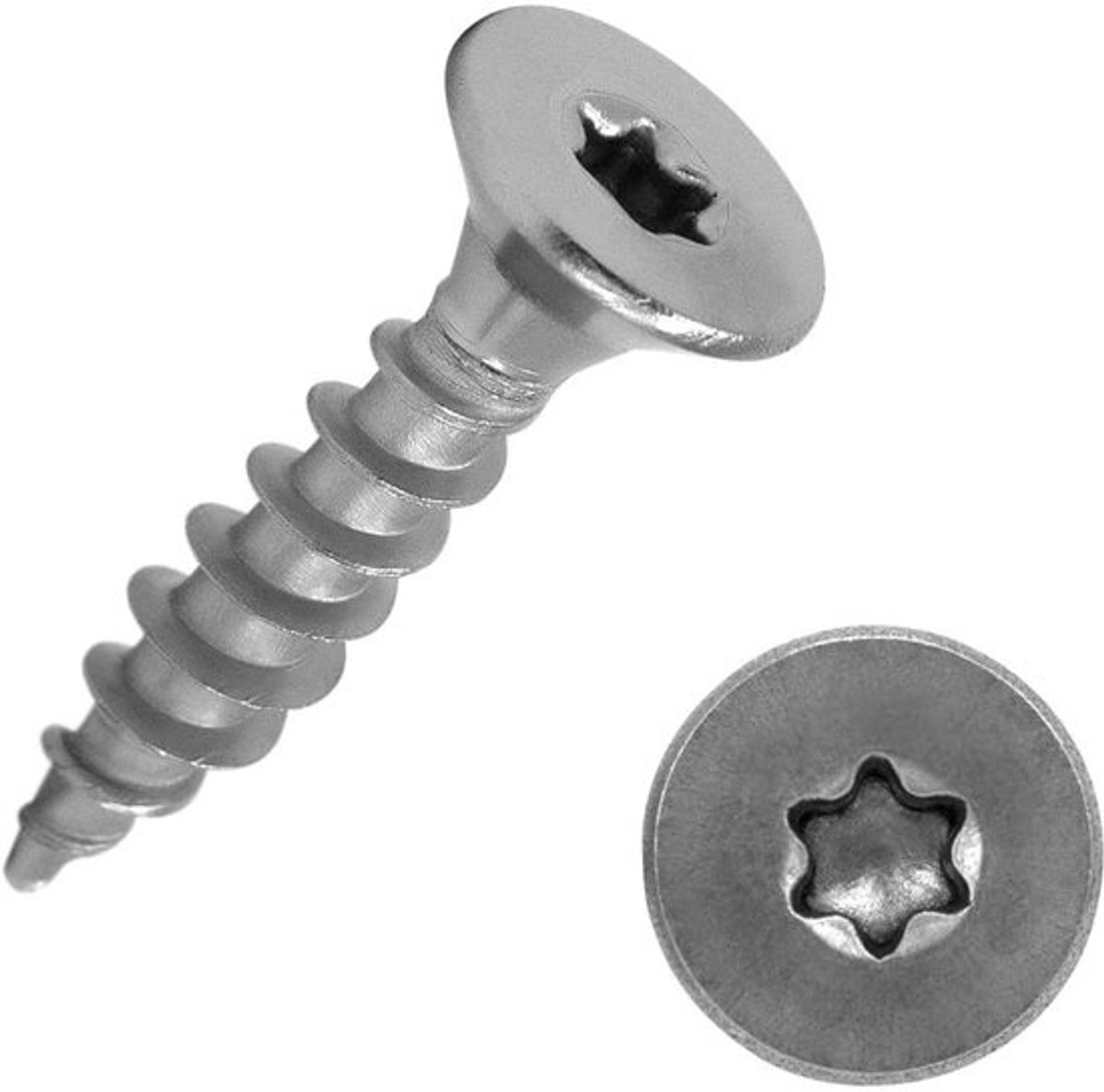 RVS A2 Spaanplaatschroeven Verzonken Kop Torx Schroefdraad Houtschroeven 3.0 x 35 mm (1000 stuks)