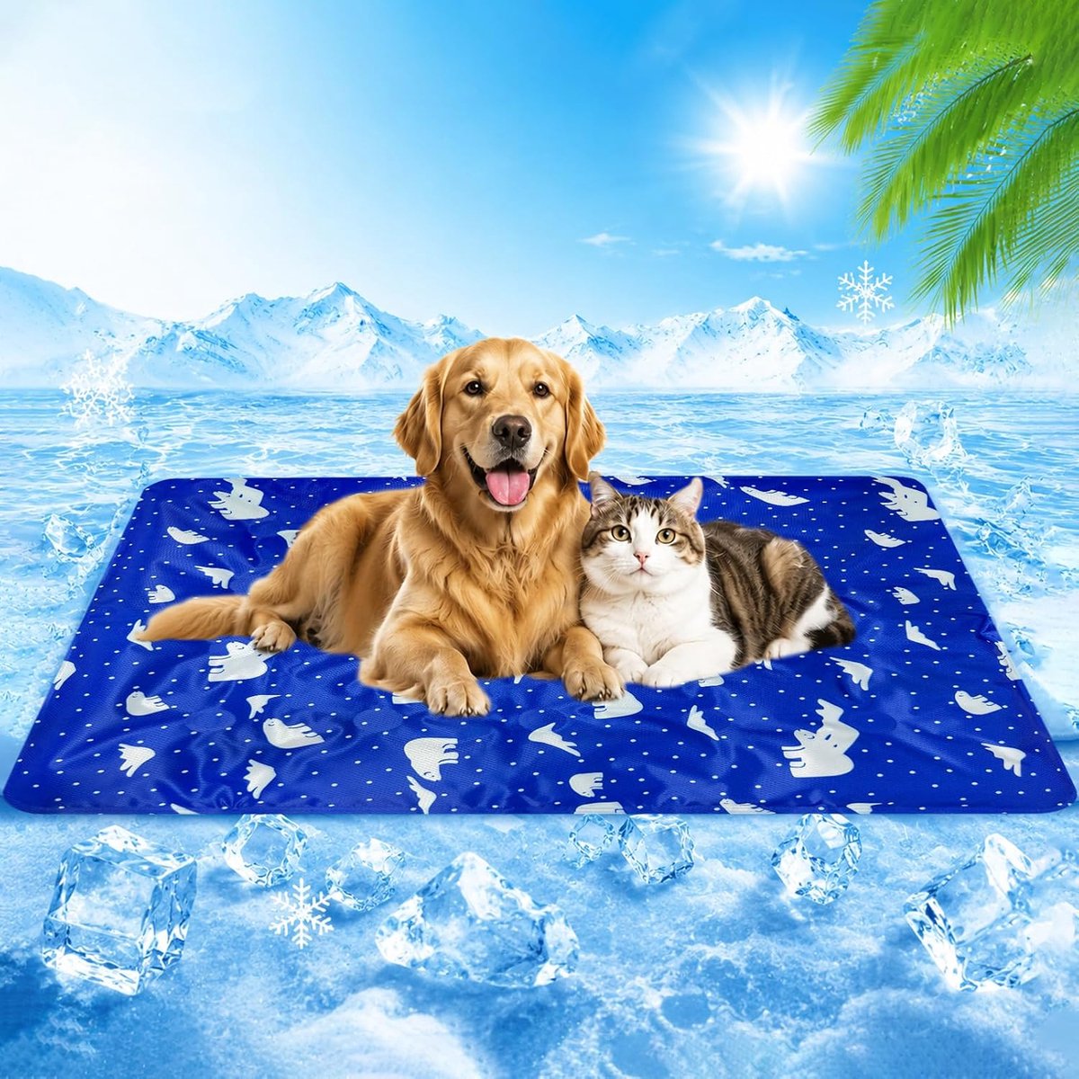 Koelmat Voor Honden, Duurzame Koelmat Voor Huisdieren, Waterdichte Niet-giftige Gel, Zelfkoelend Kussen Voor Honden en Katten (DarkBlue, 60X90cm)