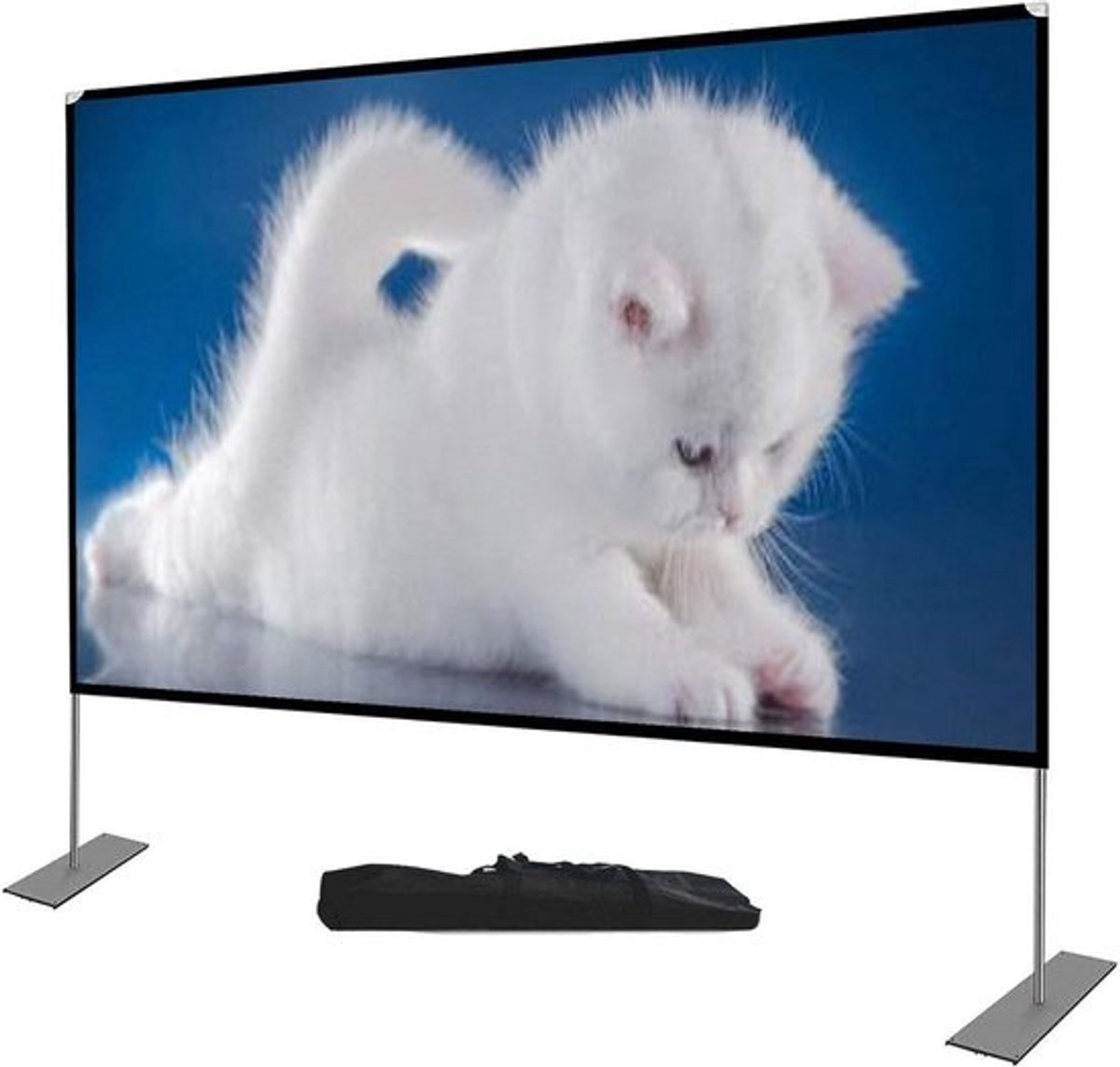 Draagbaar Projectiescherm - Filmscherm Met Standaard - Home Cinema Buiten - Kreukvrij HD 4K - 80-120 Inch - Wit