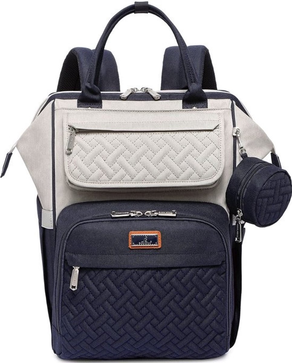 Grote multifunctionele luierrugzak met verschoningsmat - grijs en blauw - voor baby's reizen