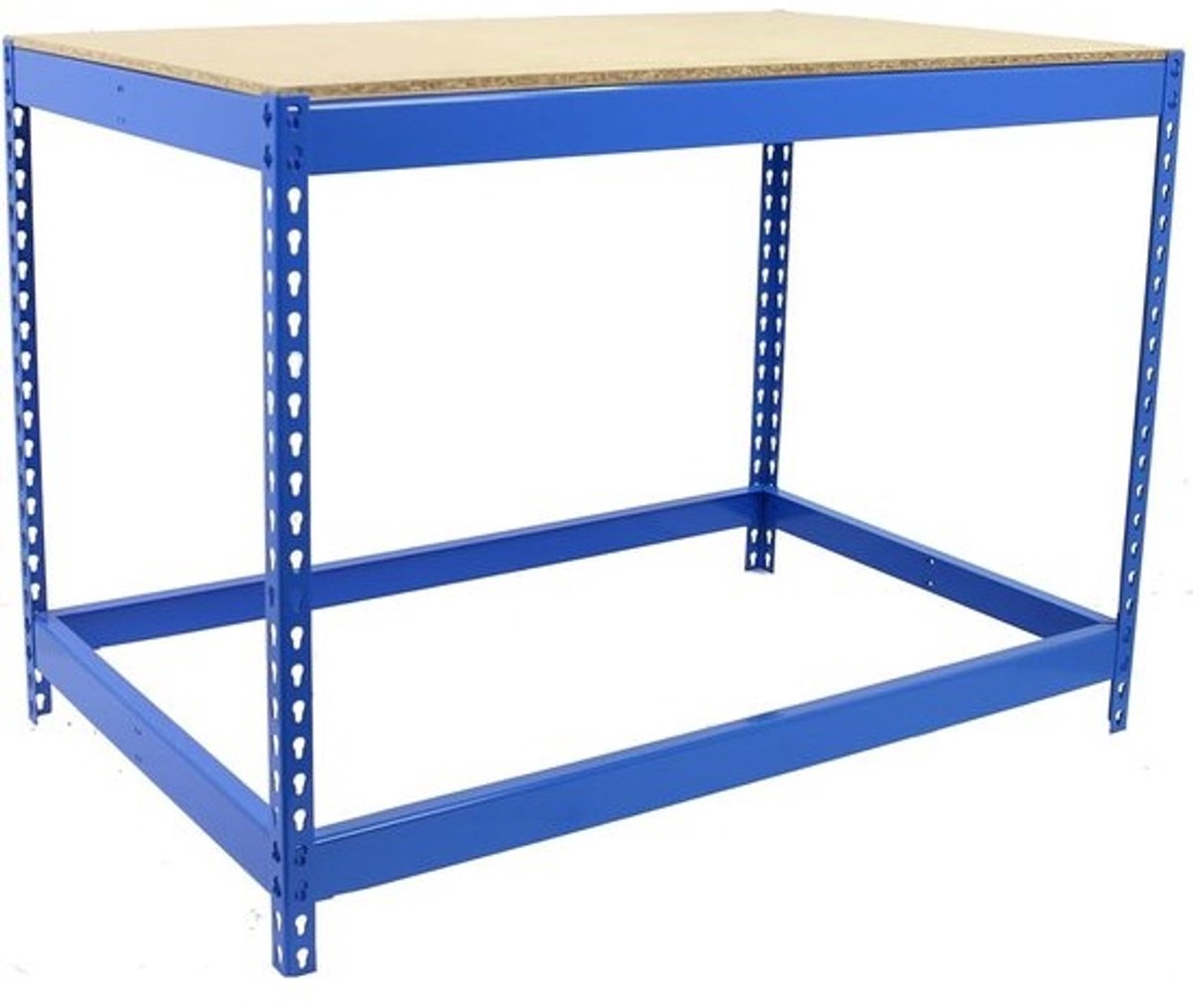 BT-Basic Werkbank werkplaatstafel 400 kg belasting 900 x 1200 x 450 mm blauw/hout - voor doe-het-zelven