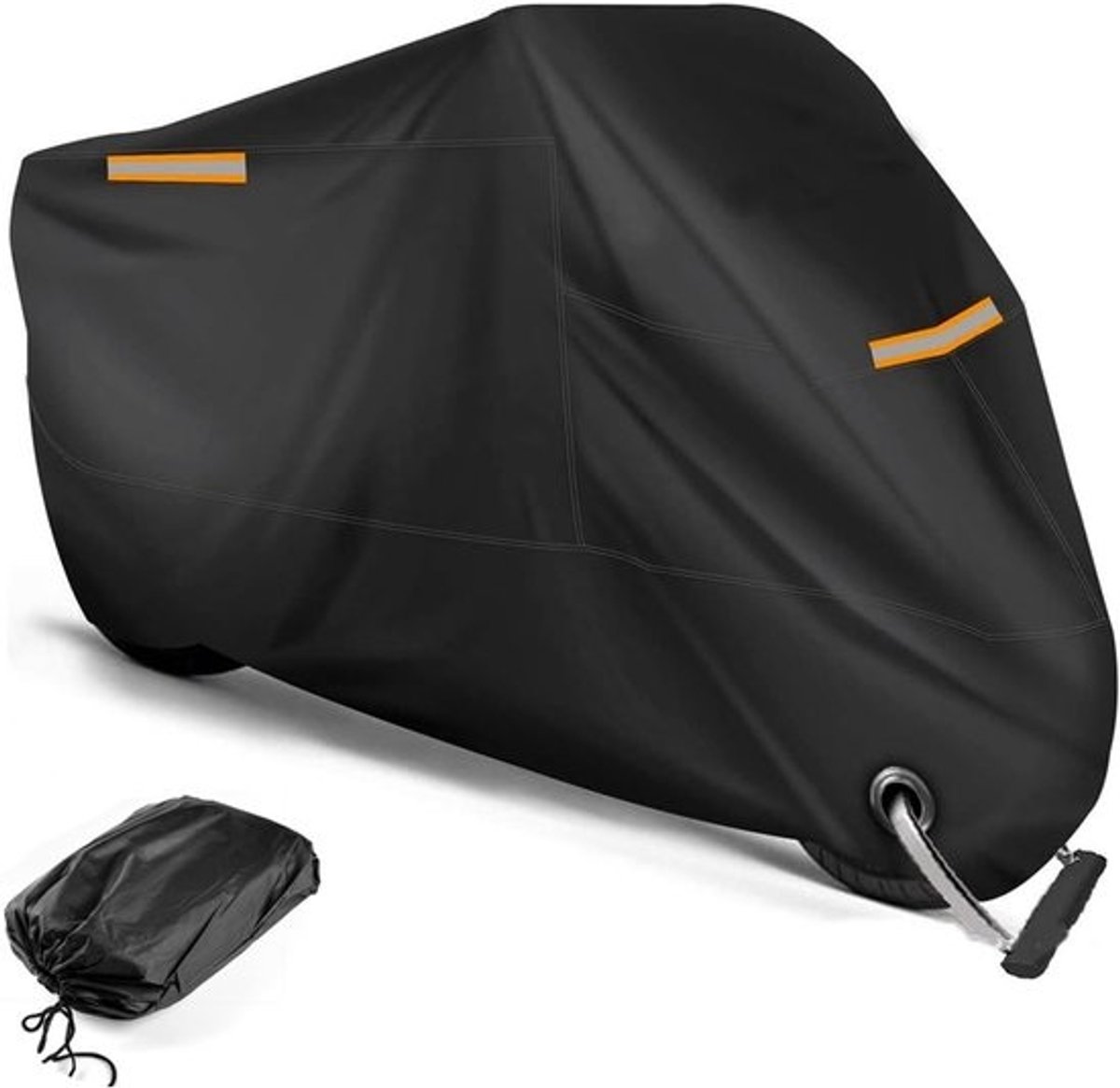 Waterdicht Motorhoes - 245x105x125 CM - Motorhoes Waterdicht - Stofbestendig, Regen- en Windbestendig - Reflecterende Strips - Met Opbergtas - Motorafdekking - Universeel voor Motorfiets, Scooter, Bromfiets - Geschikt VoorBinnen en Buiten - Zwart