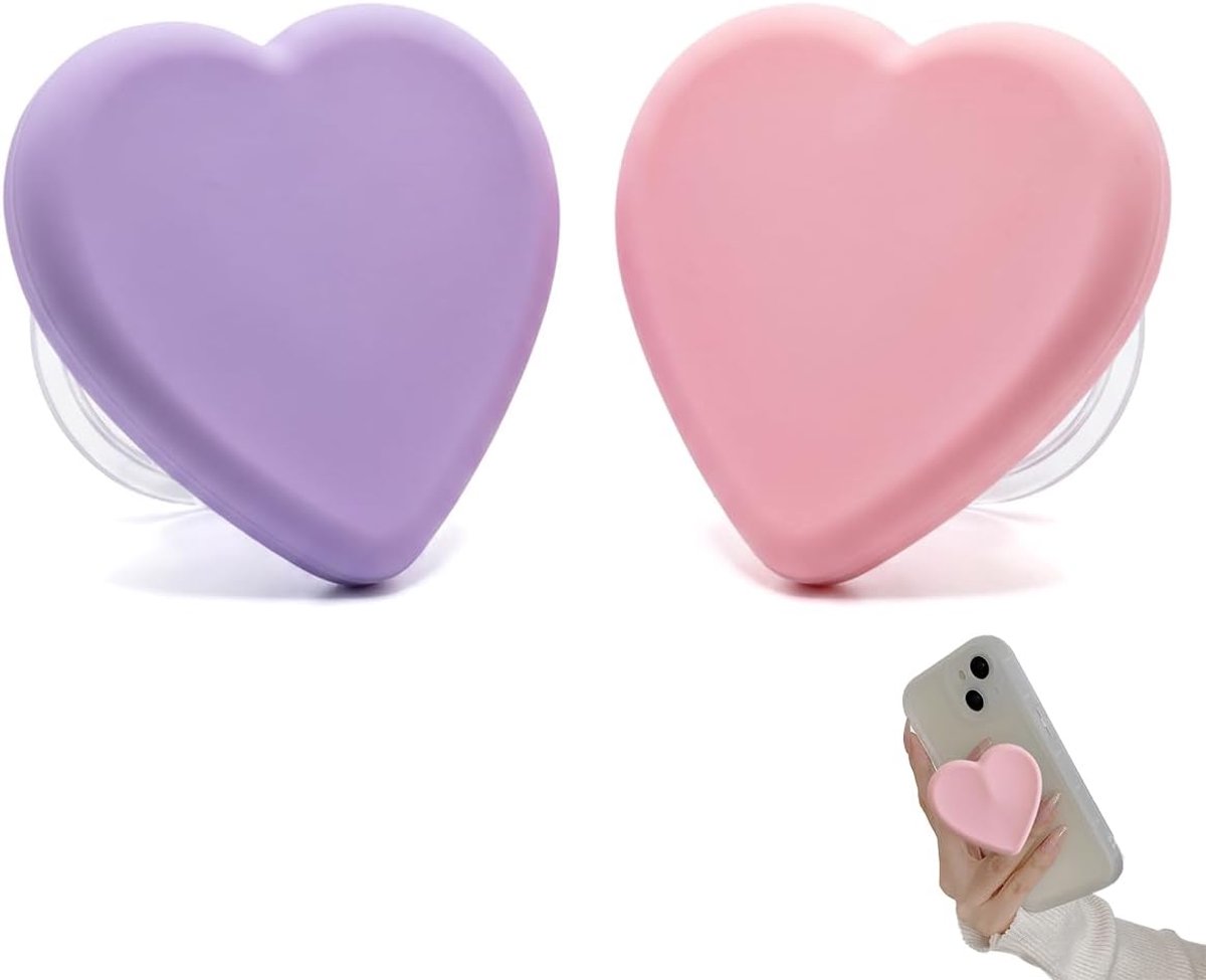 2Stk Accessoire Telefoons Vinger Standaard,Hartvormige Telefoon Grip Houder