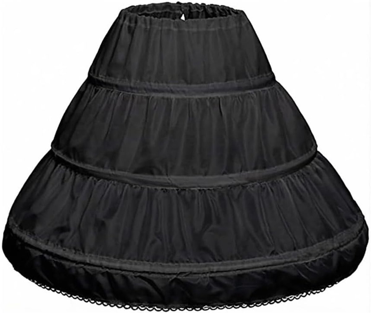 Kinderen Petticoat A-lijn 3 hoepels One Layer Kids Crinoline Lace Trim Bloemenmeisje Jurk Onderrok Verstelbare Taille voor Leeftijd 4-6 Jaar Oud.