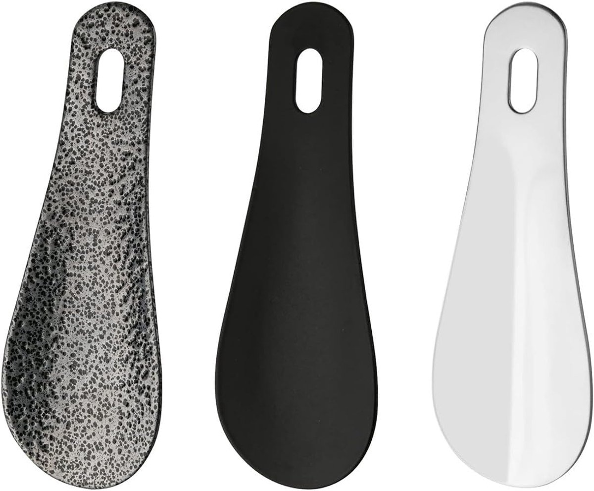 3 stuks schoenlepel klein 10 cm 3-pack mini metalen schoenaantrekker kort reisschoenaantrekker roestvrij staal schoenhulp om uw schoenen aan te trekken voor mannen, vrouwen en senioren onderweg