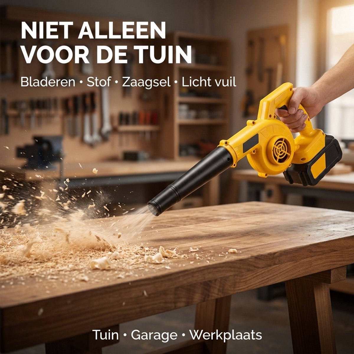 Bladblazer - Draadloze Accu Bladblazer 21V - Koperen Motor - 12.000 rpm - met Kinderslot en Oververhittingsbeveiliging – foto 4