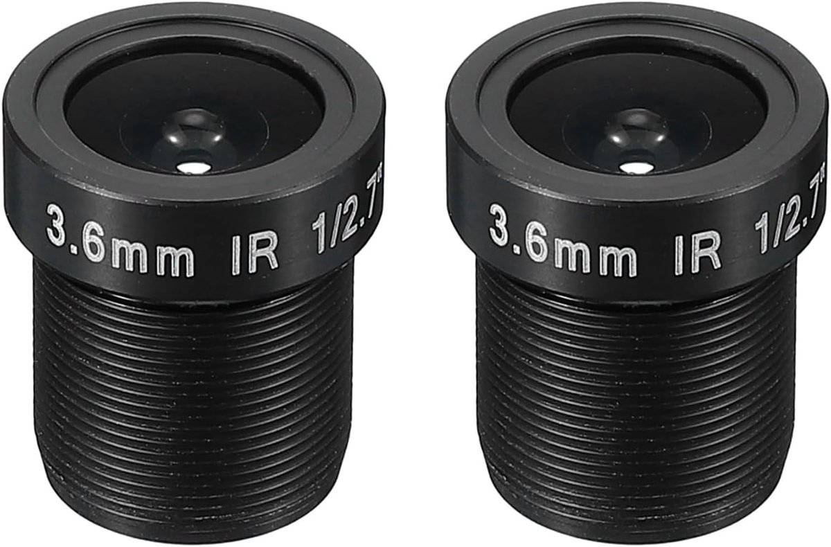 3,6 mm CCTV-cameralens, F2.0 FPV-beveiligingscameralens 3MP 96 ° groothoeklens M12 schroefdraad Dia voor IP-camera panoramisch, 2 stuks