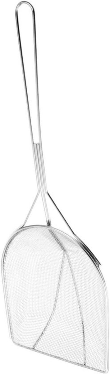 Oliezeef Lepel - Skimmer Zeef - Frituren En Zeven - Fijnmazig Vierkant - 45.5cm Lengte - Zilver