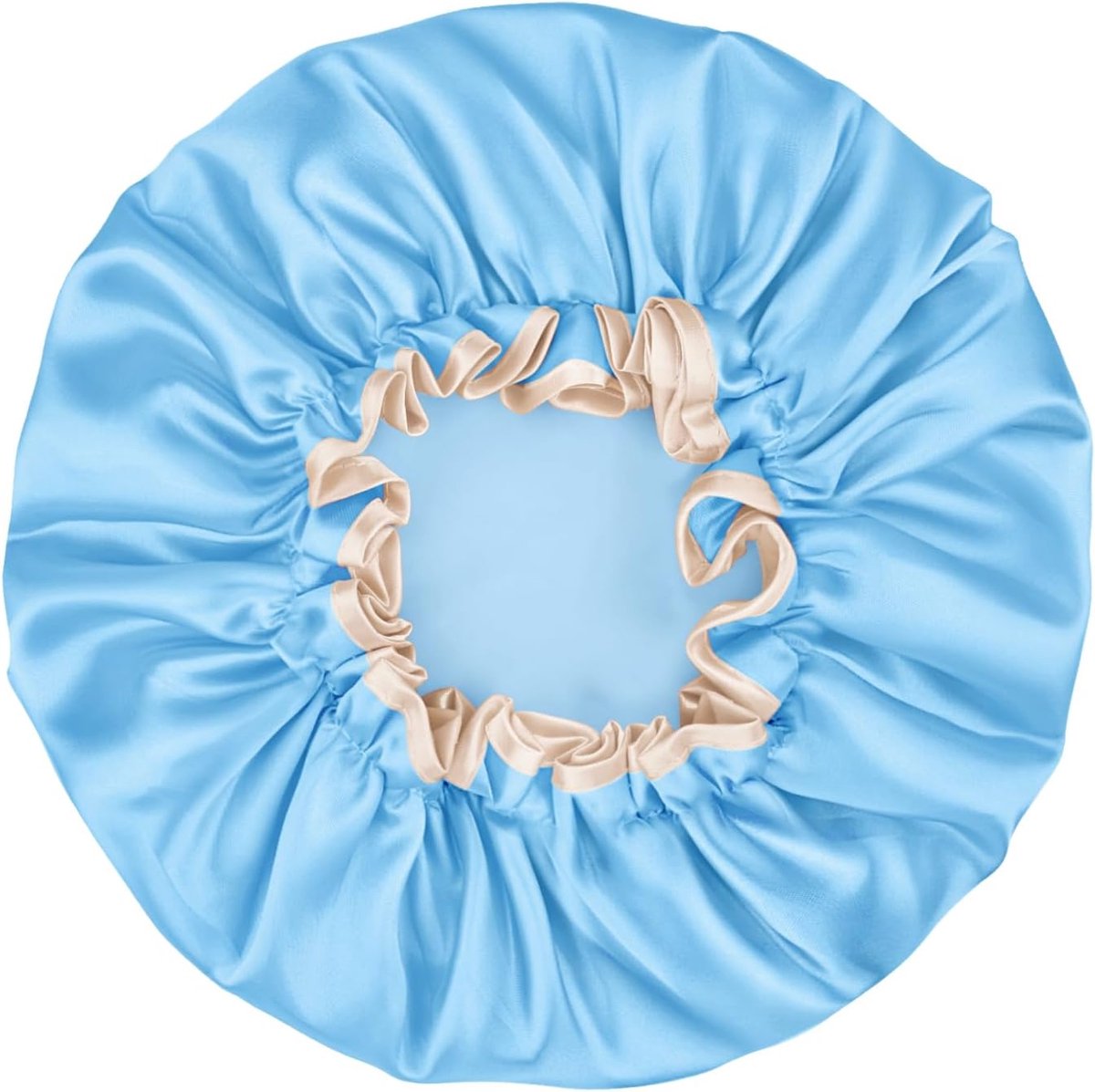 waterdichte douchemuts, effen patroon en kleur, dubbellaags ontwerp, beschermt haar tijdens douchen, spa, keuken (blauw)
