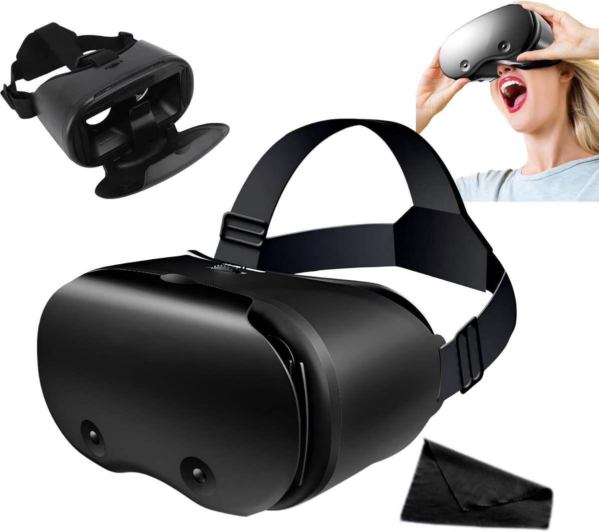 Virtual reality-bril, verstelbare pupilafstand 58-75 mm, voor smartphones van 5-7 inch, Android, ABS, licht, reizen, outdoor-entertainment