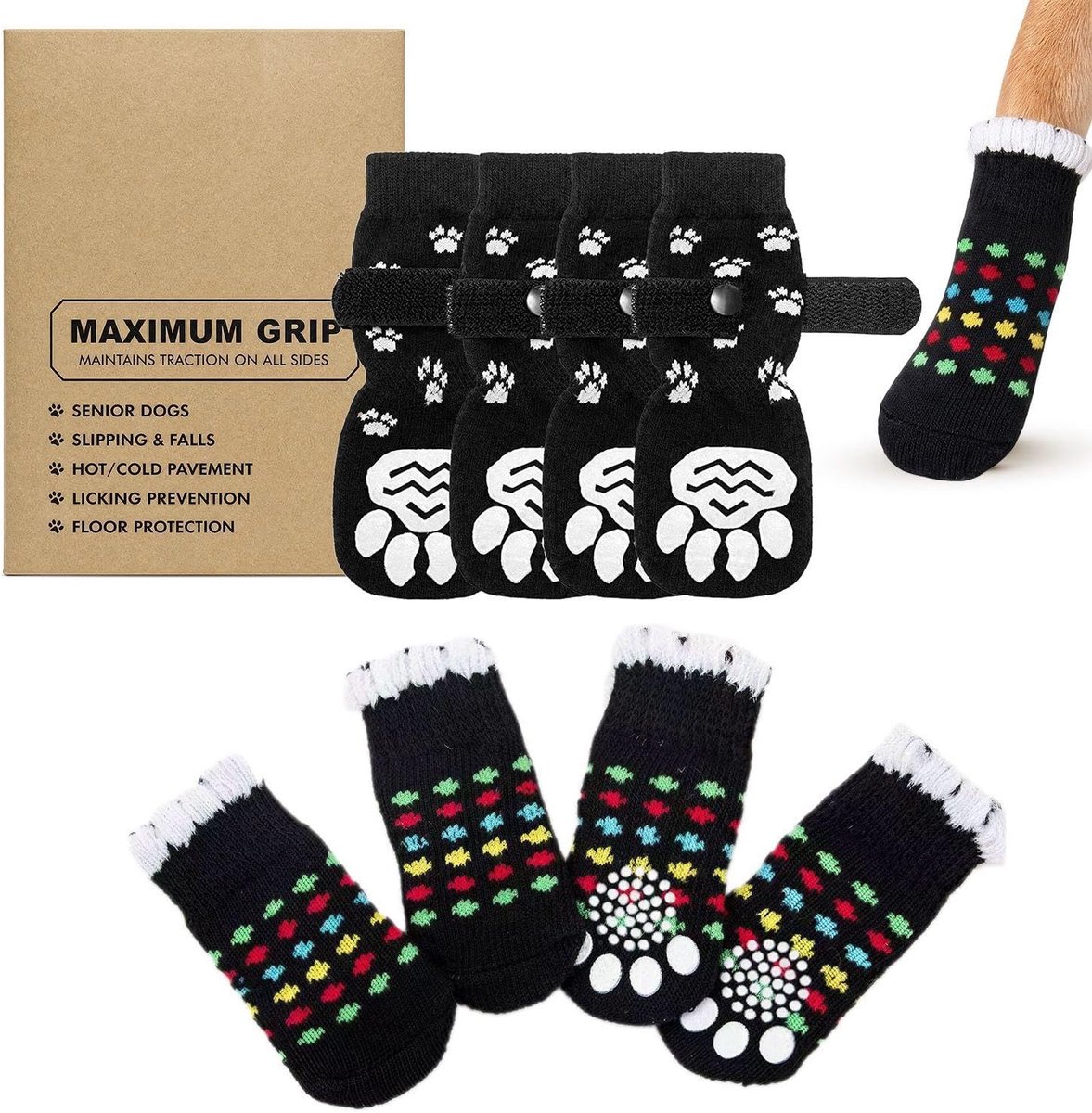8St Antislip Huisdier Voet Covers, Comfortabele Gebreide Hond Sokken, Huid-Vriendelijk En Warm, Krasbestendig En Slijtvast, Voor Binnen En Buiten Gebruik.