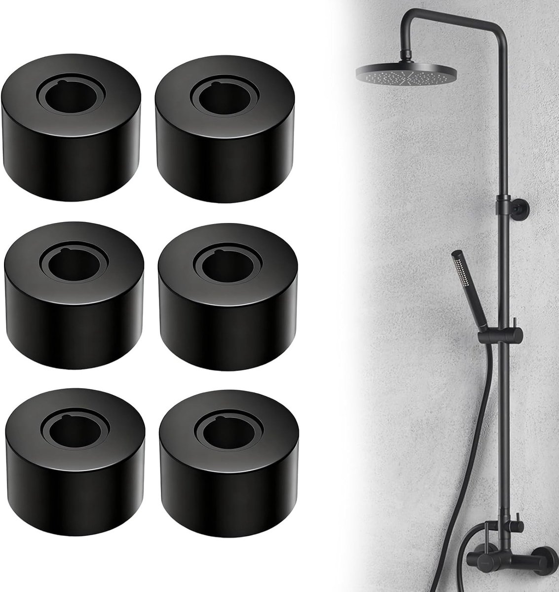 Rozet kraan - Zwart - 66 x 30 x 25 mm - Roestvrijstalen Afdekking voor Radiatorbuizen en Douchetoebehoren