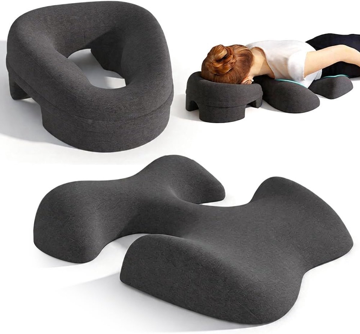 borstkussen en gezichtswiegkussen, set, borststeun, buiksteunkussen, ergonomisch gezichtskussen met traagschuim voor bed, spa-salon, thuis, slaapkamer voor buikslapers