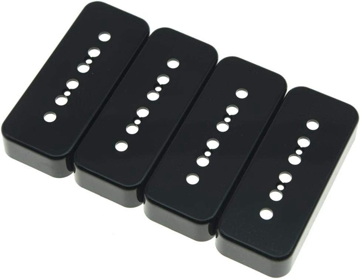 4-Pack Zwart Plastic P90 Zeepbar Gitaar Pickup Covers Zeepbar Pickup Cover met Pole Spacing 1-15/16" (49,2mm) Zwart