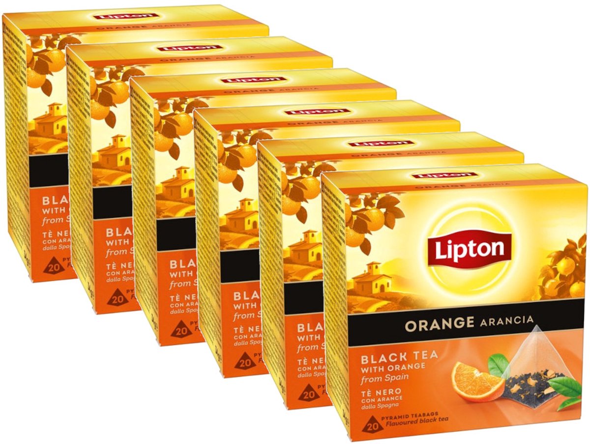 Lipton Black Tea Orange - Multipack - Tee - 120 (6x20) Zakjes
