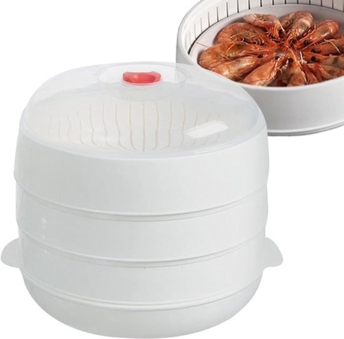 Magnetron Stoompan - Stoomkoker - Gezond Koken - Verstelbare Stoom - 3 Planken - Transparant