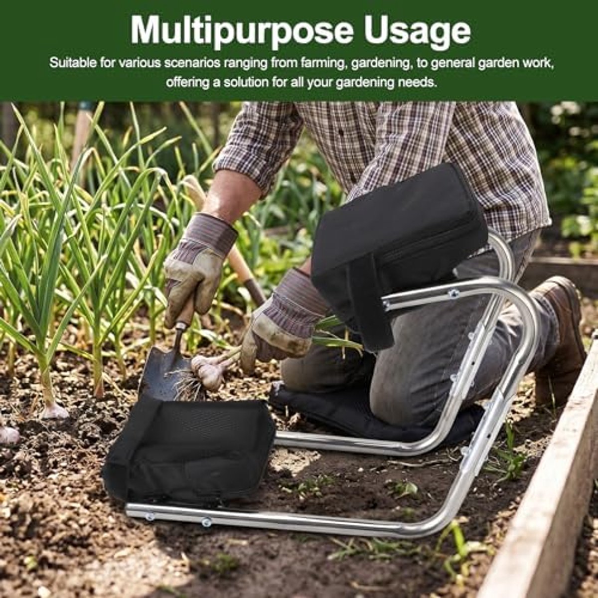 Knielende Apparaat voor Tuinieren, Kniezitting Tuinieren, Roestvrijstalen Ergonomische Enkelondersteuning Multifunctionele Kniestoelbootbrace voor Tuinwerkzaamheden