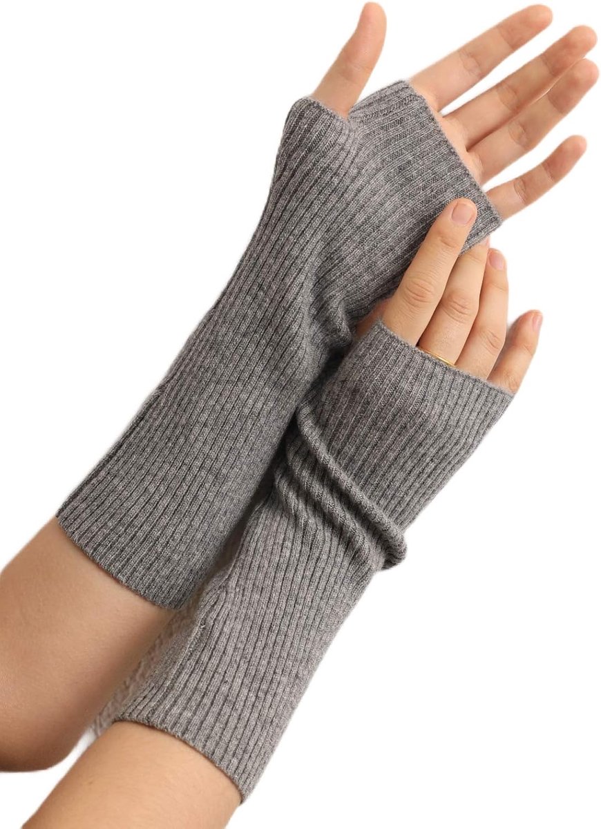 Kasjmier polswarmers armwarmers vingerloze ribgebreide handschoenen
