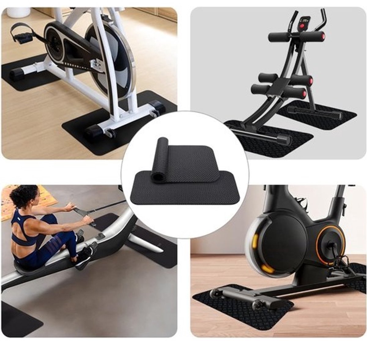 Onderlegger Fietstrainer - Vloermat Loopband - Fitness Thuis - Trillingsdempend Antislip - 635x30cm - Zwart