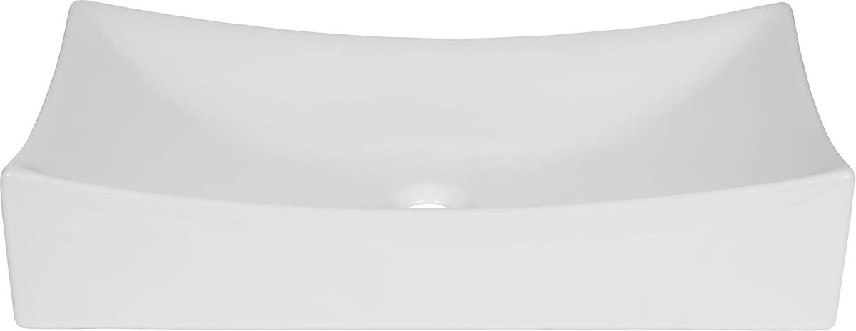 Rechthoekige Waskom - 65.5x39.5x13.5 cm - Keramiek - Wit - Wastafel - Opbouw