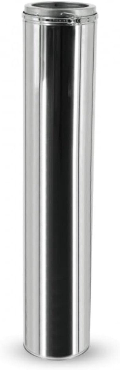 Stalen schoorsteen, lengte-element 1000 mm, accessoire voor open haard en oven, diameter 130 mm, optimale dubbelwandige isolatie Oskar