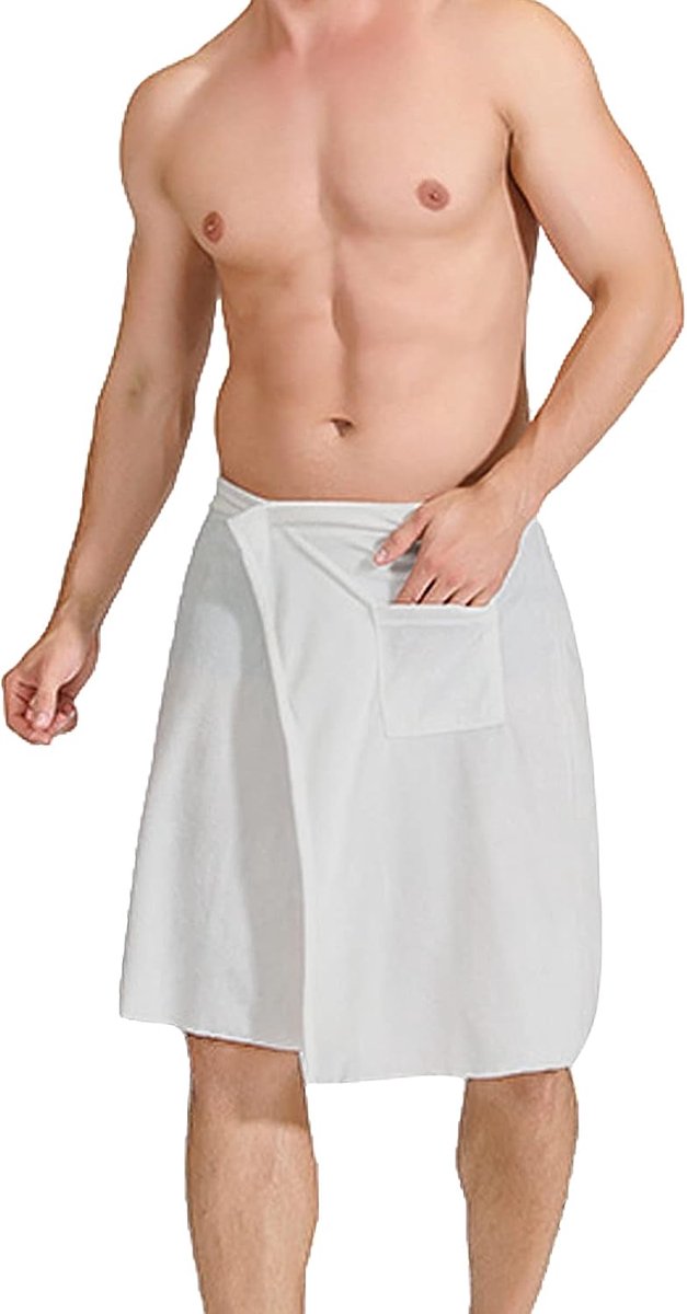 verstelbare badhanddoek wrap - draagbare handdoek rok met zak voor gym douche sauna spa & strand cover ups wit L