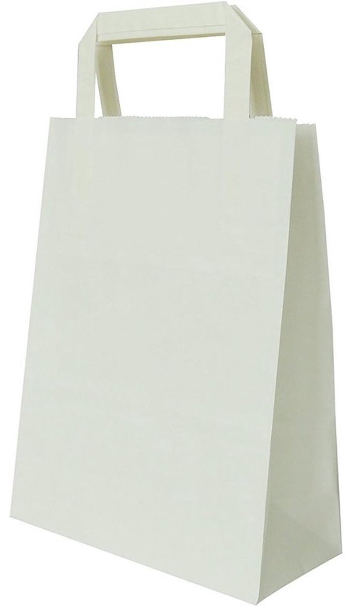 Papieren Draagtas - Verpakkingstas Cadeautas - Cadeaus Verpakken - Met Platte Handgrepen - 27x37 cm - Wit