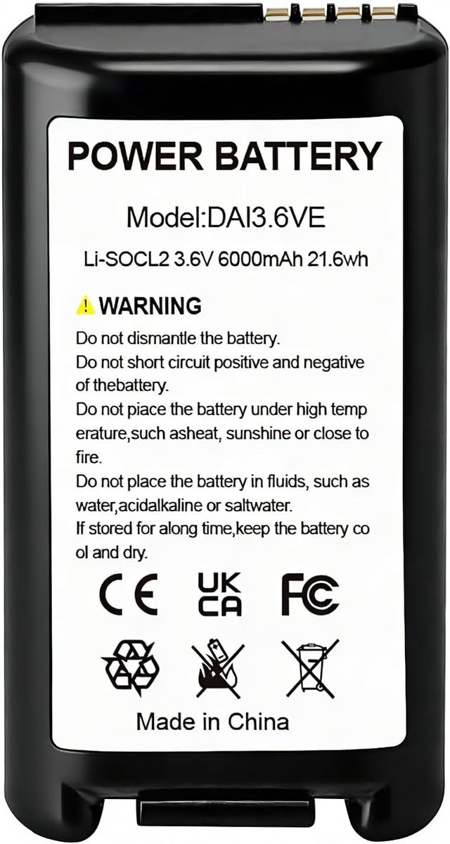 Li-SOCL2 3,6 V 6000 mAh batterij voor Daitem alarmbatterij BAT25 BAT26 BATLi25 BATLi26, ook compatibel met Hager, ATRAL merksystemen