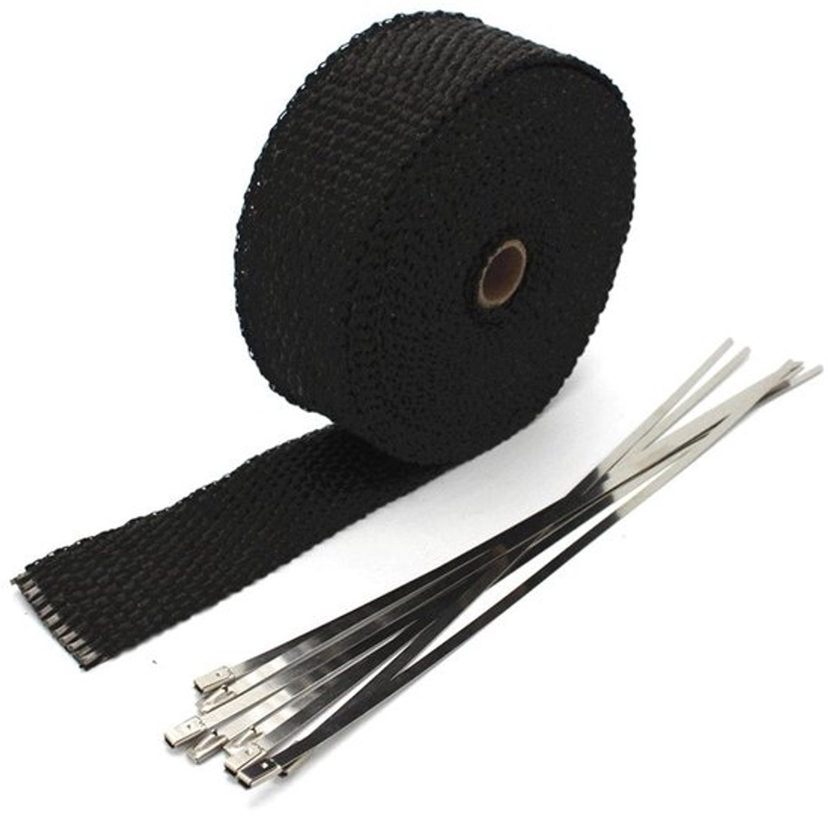 aladdien - Thermo-isolatie tape - Fiberglass - 5 cm x 5 m - Hittebescherming - Zwart - Geschikt voor motoren en voertuigen