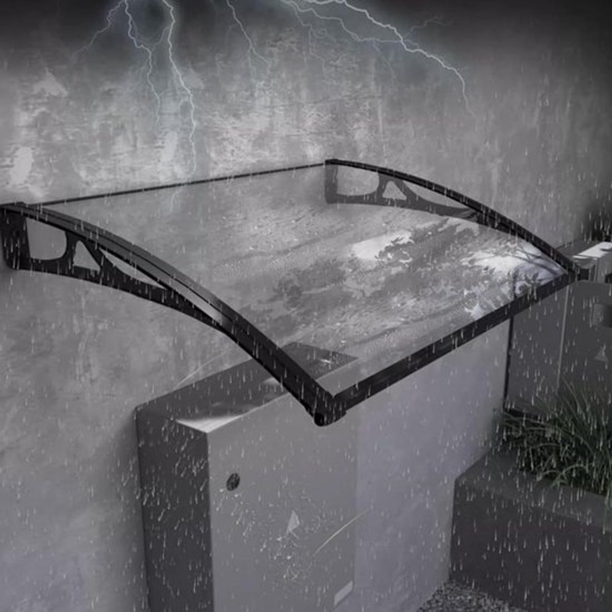Deurluifel - Regenkap Raam - Buitenbescherming - UV-bestendig Polycarbonaat - 60 x 70 cm - Transparant