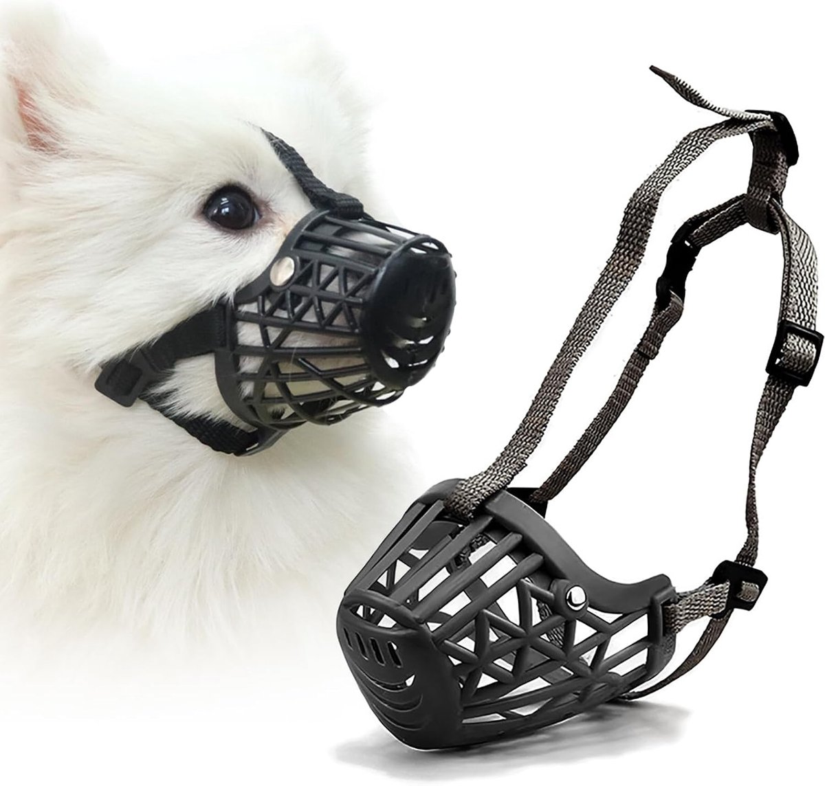 Plastic hondenmuilkorf, anti-blaffen, verstelbare hondentraining, mondbedekking, gaaskooi, ademende, comfortabele zachte mand muilkorven voor honden om bijten te voorkomen, voor kleine,