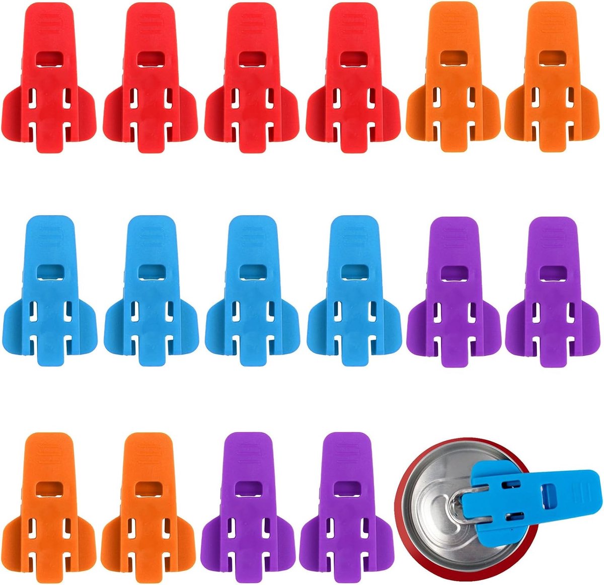 Handmatige blikopener, 16 stuks, opener voor frisdranken, bier en cola, nagelbescherming en eenvoudig openen, draagbare accessoires voor picknick en feest