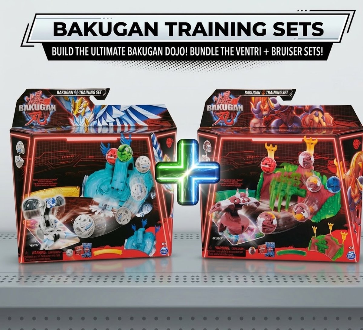 Bakugan Set of 2 Training Set Playset with Bruiser and Ventri Promo Mammal Clan