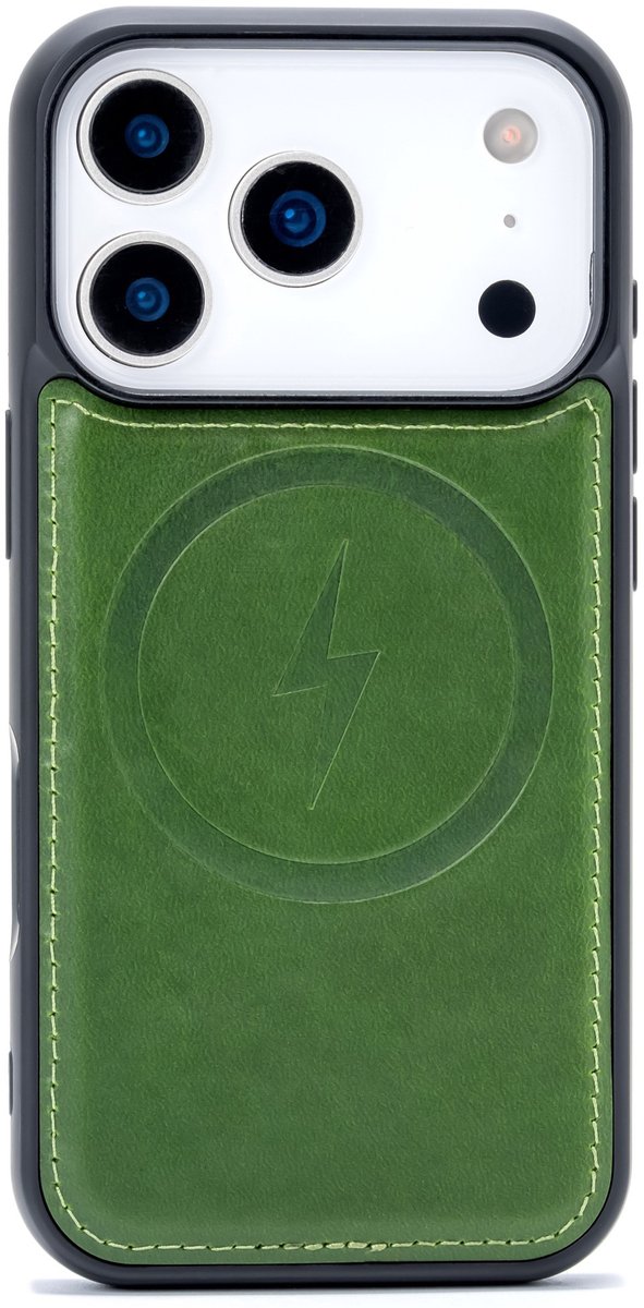 Casemania Echt Leren Hoesje Geschikt voor Apple iPhone 18 Pro Max - Olive Green - Geschikt voor MagSafe - Leer Back Cover