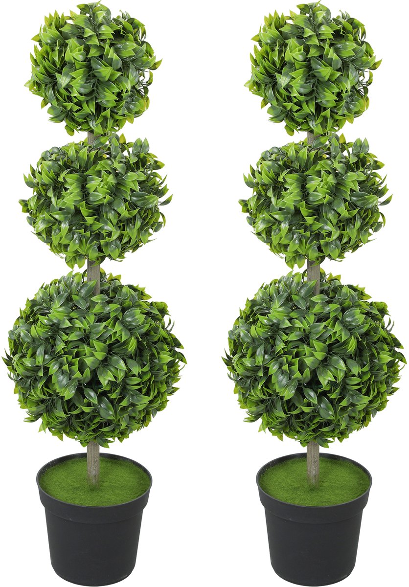 Set van 2 Kunstplanten in Pot - 100 cm - Decoratieve twee voor Binnen en Buiten - Nepplant - Groen