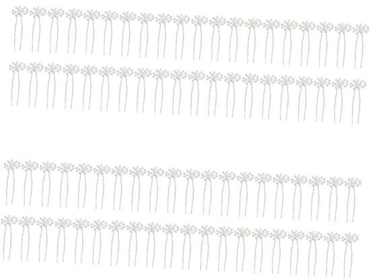 Haarspelden met Parel - Bruidshaarspeld Bloem - Bruiloft Opsteken - Strass Kristal Decoratie - 80 stuks - Wit