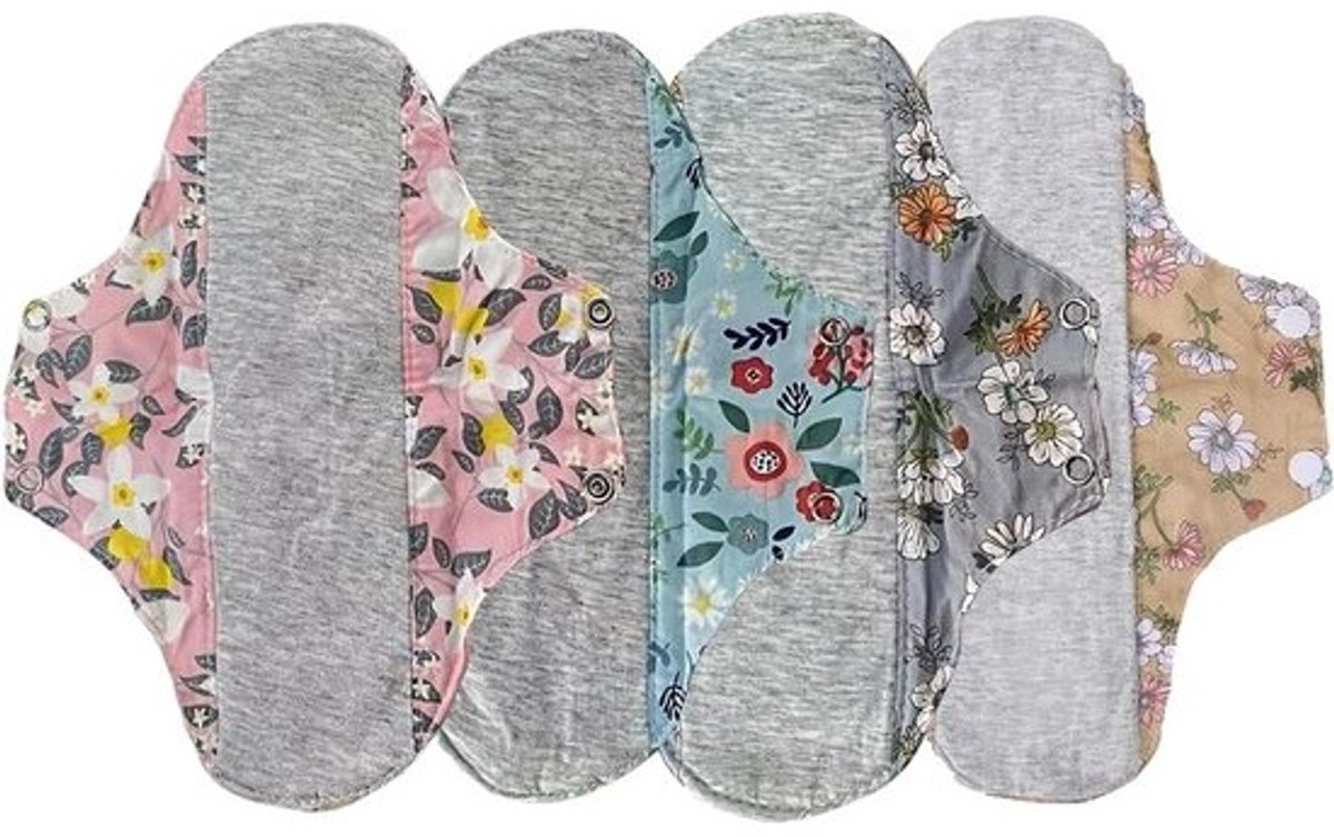 Herbruikbare Menstruatiepads - Wasbaar Maandverband Inlegkruisjes - Hygiënisch Beschermen - Lekvrije Absorptie - 4 stuks - Multicolor