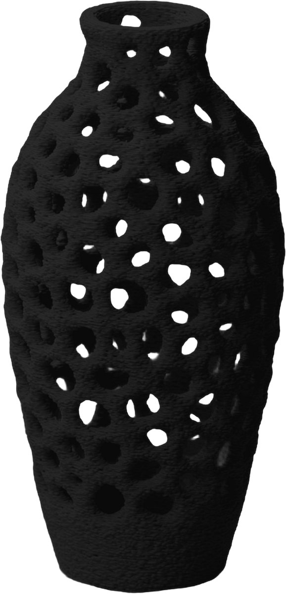 Layvo Ulani Vaas - Zwart - 20 cm - droogbloemen vaas - organische vaas - gerecycled plastic