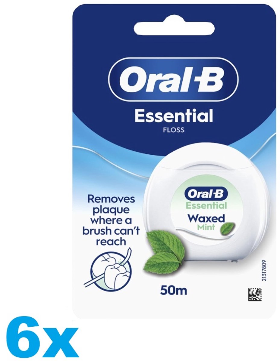 Oral-B Esssential Floss - Mint Waxed - 50m - 6 Stuks
