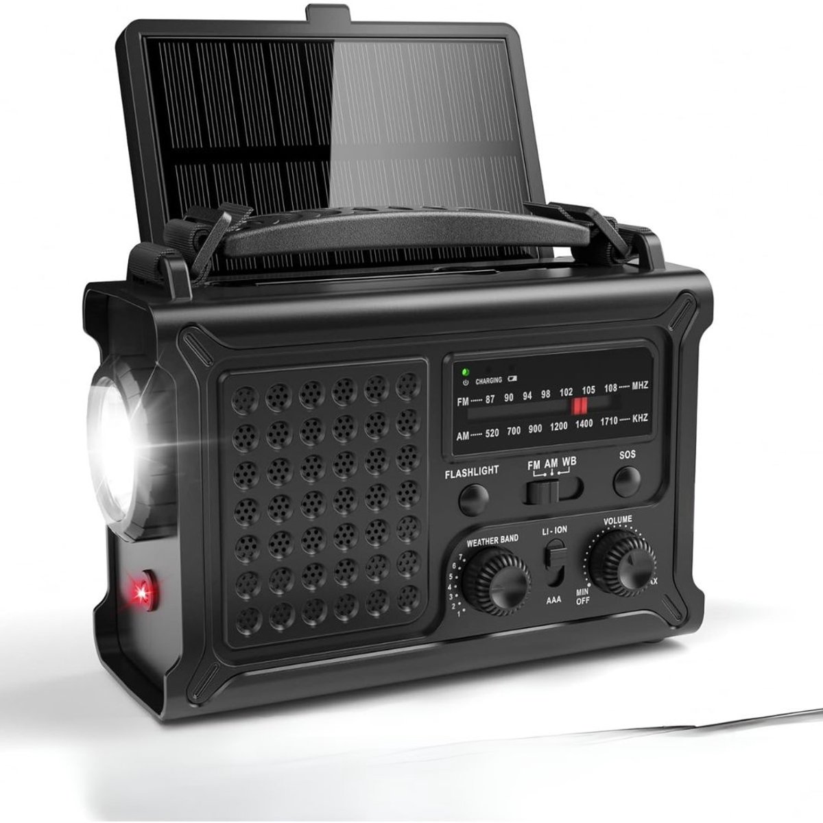 JCP® Zaklamp Opwindbaar - Zaklamp Opwindbaar en Batterij - Camping Noodverlichting - Zwart - 17cm x 12cm x 7cm