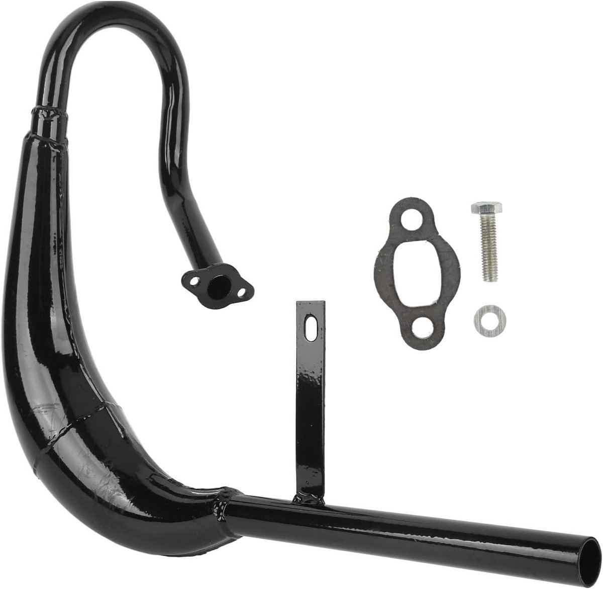 Motorcycle Exhaust Pipe, Motorcycle Exhaust Pipe 40mm Dia Aluminum Noise Reduction Electric Bicycle Exhaust Tube with Gasket:(Black)