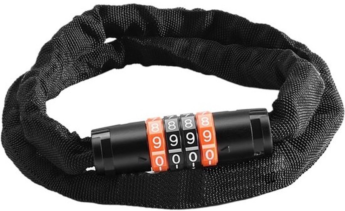Fietsslot Ketting - Cijferslot Scooter - Beveiliging Buiten - 4-Cijfer Combinatie - 97 cm Lengte - Zwart