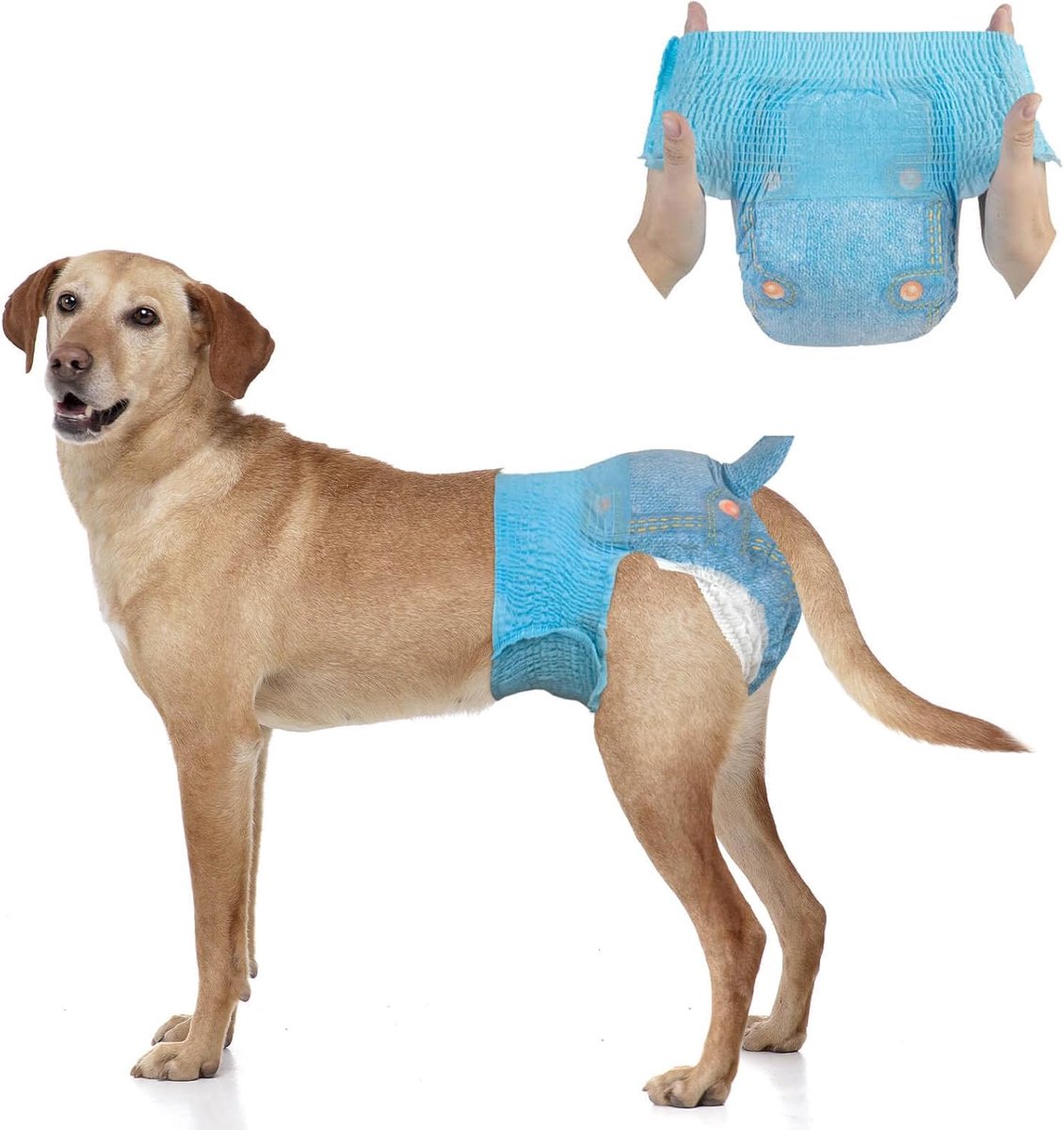 Luiers Vrouwelijk voor Grote Honden met Rekbare Taille, Wegwerp Volledige Wikkel Welp in Hitte Periode Luiers, 360° Lekvrij Super Absorberende Hondenluier Klein Medium