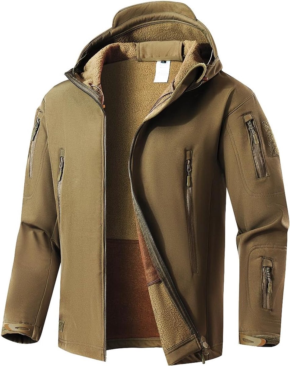 Softshelljas voor heren, winter, wandelen, outdoor, waterafstotend, camouflage, tactisch, fleece, winddicht, warme jachtjas voor mannen