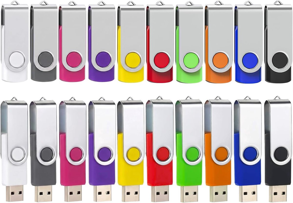 USB-sticks, 8 GB, 20 stuks, 8 GB, draaibaar, 10 kleuren