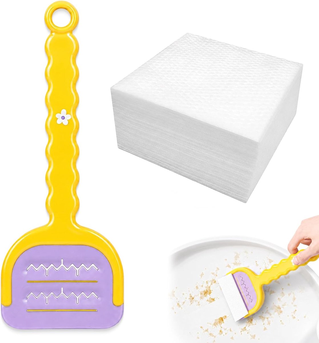 1 Set Set Raschietto Wc Fessure 20 Panni Scopettino Wc Plastica Presa-Tela, Gratta E Pulisce Lavandino, Finestra, Piastrelle Angoli