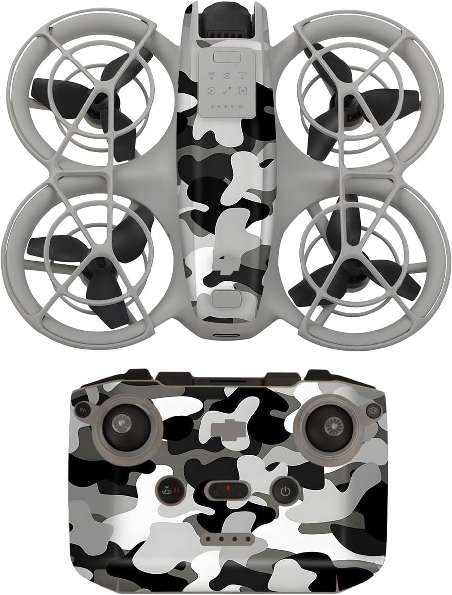 Waterdichte sticker skin drone body + RC afstandsbediening stickerset, kleurrijke anti-kras sticker decoratie bescherming accessoires voor DJI NEO (zwart-wit camouflage)