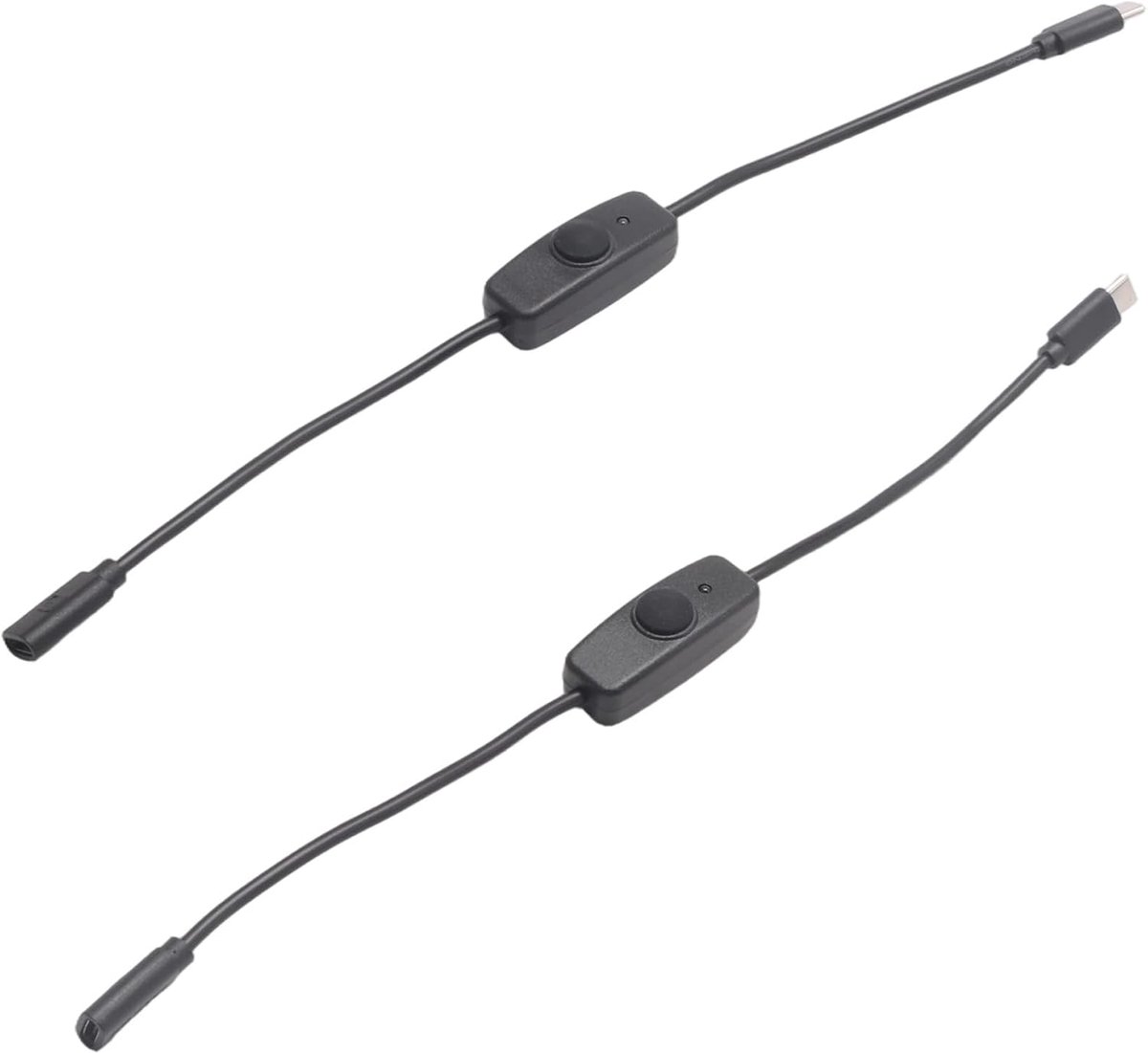 2 stuks USB type C stroomschakelaar met indicator mannelijk naar USB-C verlengkabel voor 4B